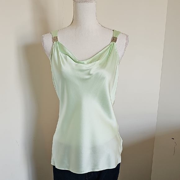 WHBM Elegant Green Satin Women's Top - Picture 1 of 7